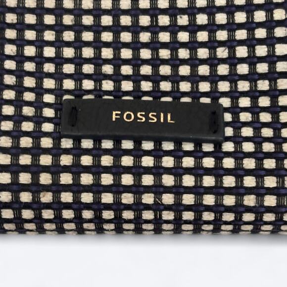 Fossil Woven Black/White Key Crossbody Hand Bag Minimalist Business Careerwear - Picture 3 of 11